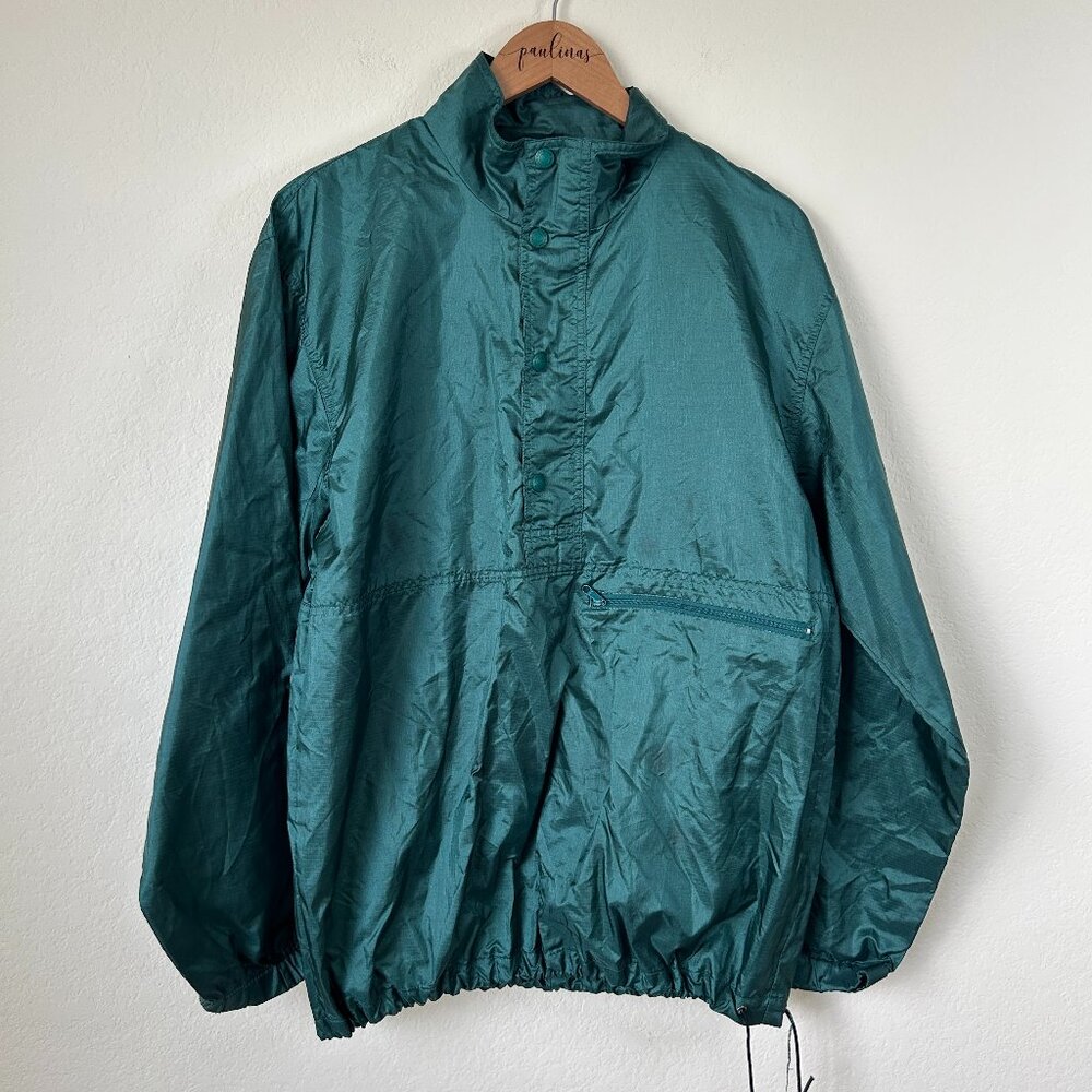 Vintage Eddie Bauer Pullover Windbreaker Jacket Men’s S Half Zip Green Nylon 90s